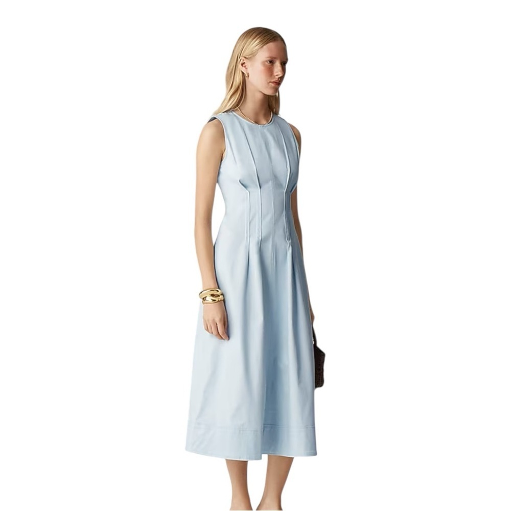 J Crew Light Blue Sleeveless Pintuck Seamed Midi Dress Womens Size 00